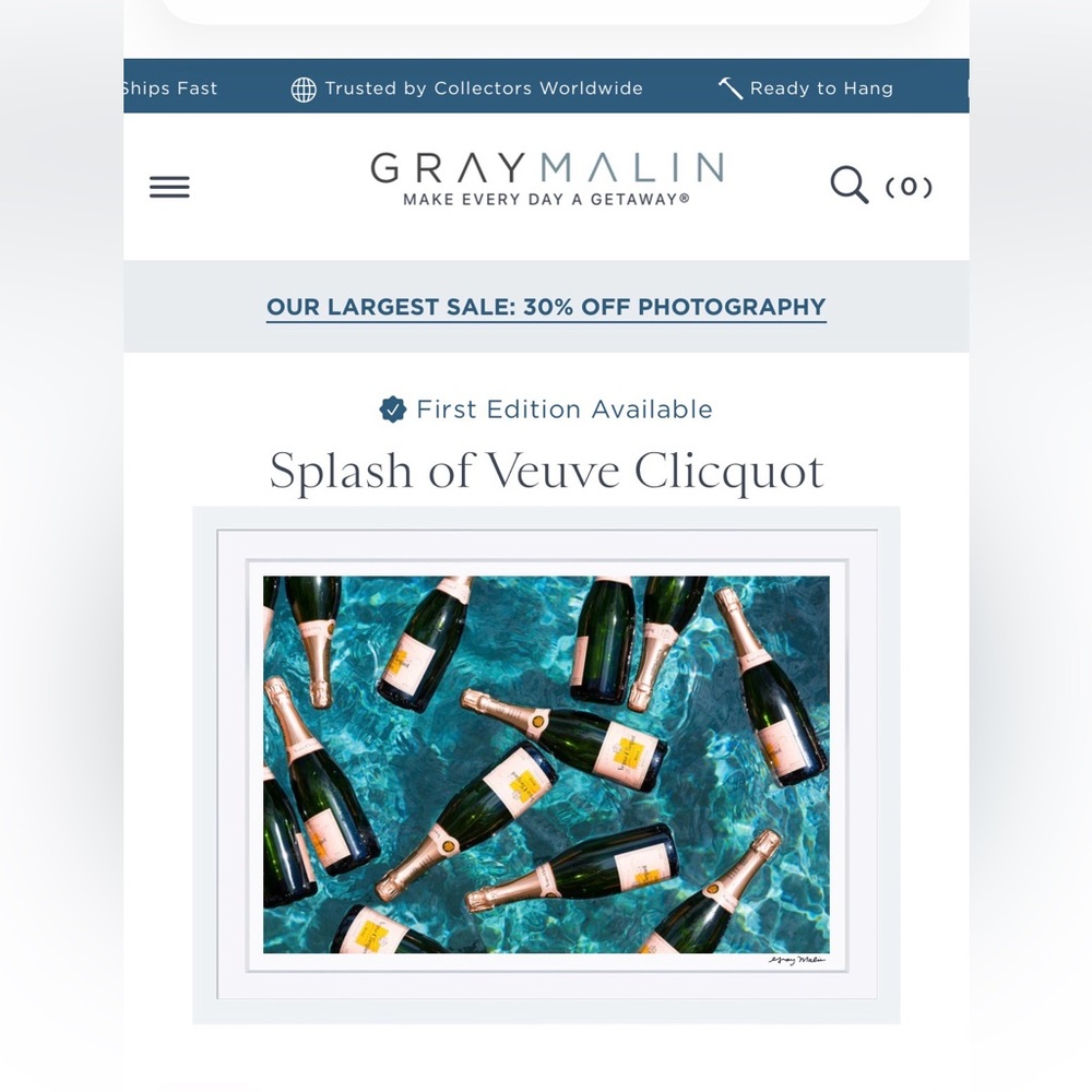 Gray Malin Framed Mini “Splash of Veuve Clicquot”